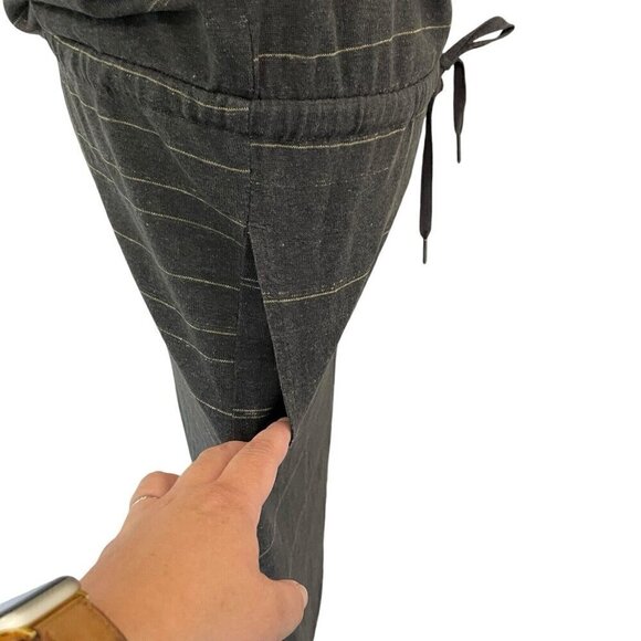 prAna Stripe Jersey Knit T-Shirt Dress Short Sleeve Pockets Gray size Medium - Picture 5 of 7